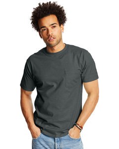 Hanes 5190P - Adult Beefy-T® with Pocket Charcoal Heather