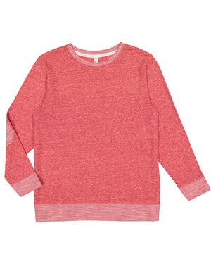 LAT 6965 - Adult Harborside Melange French Terry Crewneck with Elbow Patches