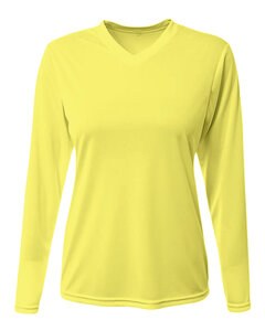 A4 NW3425 - Ladies Long-Sleeve Sprint V-Neck T-Shirt Safety Yellow